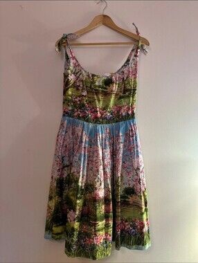 Vintage Bernie Dexter Multicolor Floral Tie-String Midi Dress